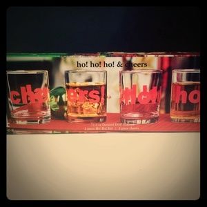 4 Holiday rock glasses, new